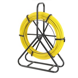 Lfhelper Fish Tape Fiberglass 1/4 328ft Electrical Fishtape, Duct Rodder Fish Tape Wire Puller Cable Running Rod for Pulling Cables Wires Ropes with Steel Frame Stand,6mmx100m