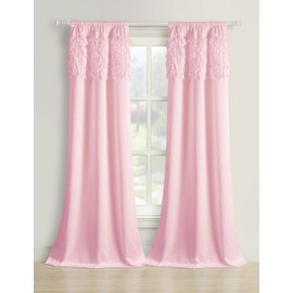 Beatrice Home Fashions Walden Leaves Panel Pair, 80" x 84", Pink