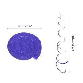 sourcing map 30 Pcs Laser Blue Party Hanging Swirls Double Strip Hanging Decorations 24 inch Foil Swirling Hanging Plastic Ceiling Streamers for Birthday Party with Hang Tag Hook