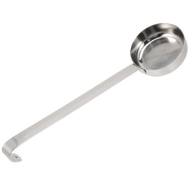 NOLITOY Stainless Steel Pizza Sauce Ladle with Flat Bottom for Easy Spreading and Measuring Sauces Comfortable Grip Kitchen Tool for Baking and Dressings 26.8cm Silver