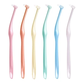 L APIS: LA-002 Dental Compact Tuft Brush, Developed with Dental Science, Spot Brushing, Easy to Grip, Easy to Brush, Includes 1 Cap, Assorted Colors, Regular, 6 Piece Set
