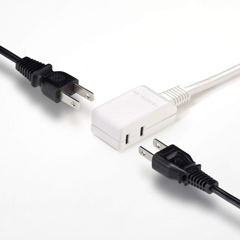 Sanwa Supply TAP-M602W Micro Tap 2-gang 0.2m Folding Swing Plug