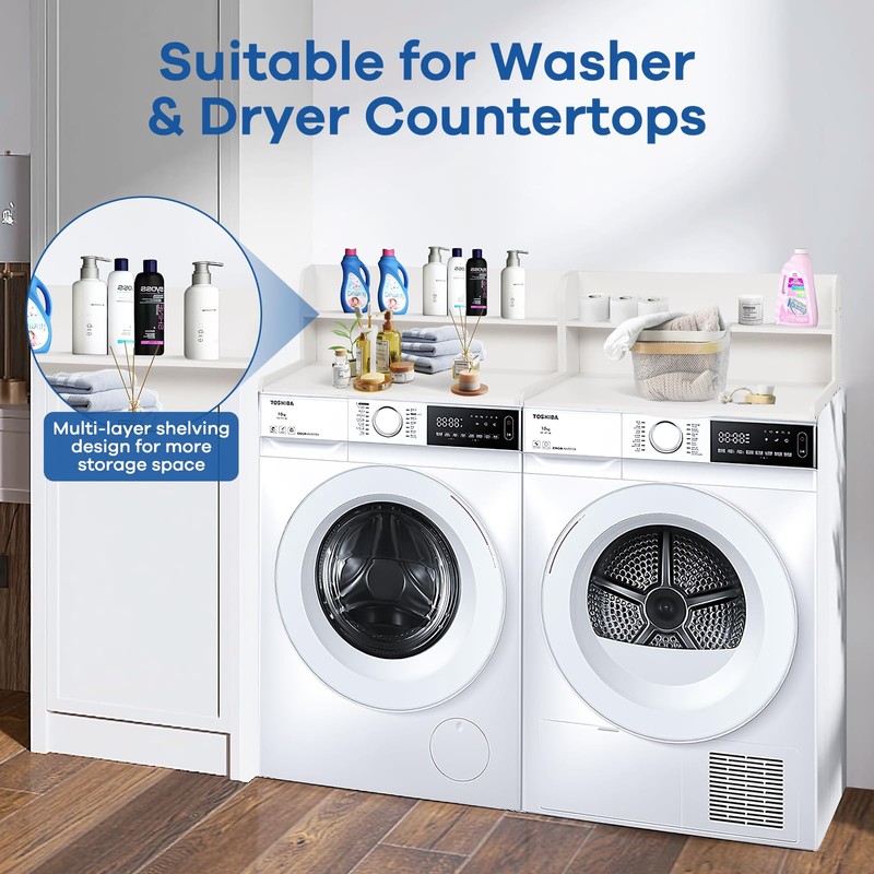 Noafocks Washer and Dryer Covers - Top Wood Countertop Washer