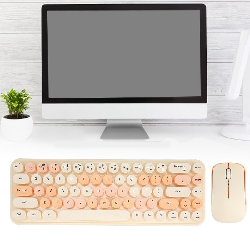 USB Keyboard Mouse 2.4G Wireless 68 Keys Low Consumption Retro