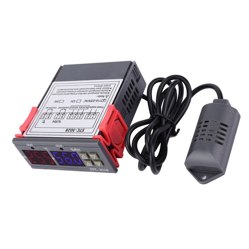 Digital Display Temperature and Humidity Controller Meter with Integrated Sensor