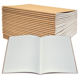 Better Office Products Kraft Notebooks with Lined Paper, 24 Pack, 8.3 in x 5.5 in, A5 Size, 60 Lined Ivory Pages, 80 gsm, Soft Cover Composition Notebooks, Stitched Spines, Kraft Travel Journals