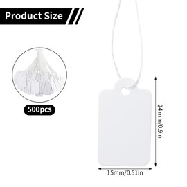 Price Tags, Pack of 500 Mini Price Labels 24 x 15 mm Price Labels Hanging Labels White Pendant Labels with Hanging Cord for Flea Market Jewellery Gift Hang Tags (500 White)