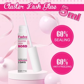 FADVAN Cluster Lash Glue Lash Bond Mascara Wand Clear/White Eyelash Glue for DIY Lash Extensions Individual Cluster Lashes Long-Lasting Waterproof Latex Free Strong Hold 72 Hours (5ml)