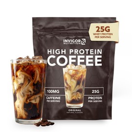 INVIGOR8 High Protein Coffee Powder 25 Grams Whey Isolate100mg Natural Green Tea Caffeine | 0 Added Sugar Keto Gluten Free 99.9% Lactose Free | Hot or Iced15 Serving 15 Servings (17 OZ, Original)