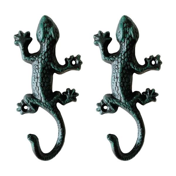 Zorues Rustic Gecko-Shaped Decorative Wall Hook Rack Hangers for Hanging