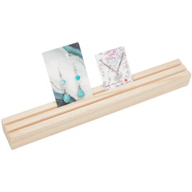 NBEADS Wooden Earring Display Stand, 2 Slots Long Jewellery Earring Ring Holder Wooden Earring Card Holder Business Card Holder Display Jewellery Retail Display Tray with Card Slot, 31 x 4.05 cm