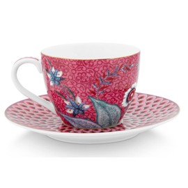 Pip Studio 51004144 Flower Festival Espresso with Bottom Dark Pink 120 ml (Pack of 1)