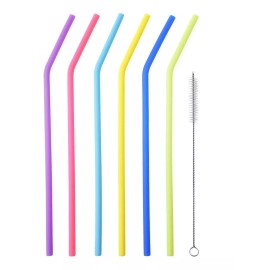 Universo en Linea Popote Silicon Ecológico Flexible 6 Piezas Cepillo