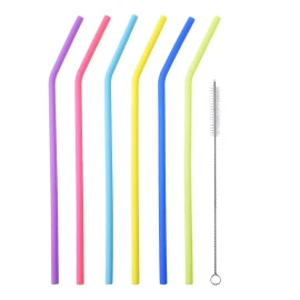 Universo en Linea Popote Silicon Ecológico Flexible 6 Piezas Cepillo