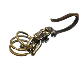 Speed mao Cool Skull Hook Belt Loop Key Ring Keychain Antique Gold