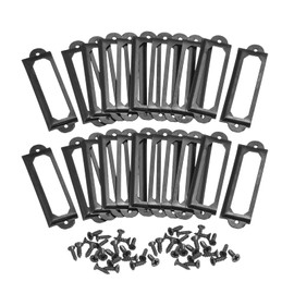 sourcing map Metal Label Holders, 60x17mm 60pcs File Name Card Tag Label Holder Frame for Office Library Drawer Cabinet Shelves, Black