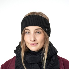 LIERYS Ferri Headband for Women/Men/Children (8.5 cm Wide) - Made in Germany - Ear Warmers in Rib Knit - Earmuffs Lined with Cotton - 53-60 cm - Autumn/Winter, gray