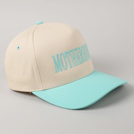 MIRMARU Two-Tone Vintage Canvas Trucker Hats for Men & Women, Adjustable Size Baseball Caps with Trendy Embroidered Design (US, Alpha, One Size, Motherhood, Mint)