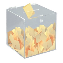 12-inch Clear Acrylic Ballot Box Cube with Hinged Lid, for Countertop Use