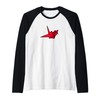 Origami Crane Wireframe Lucky Minimalistic Cute (Red) Raglan Baseball Tee