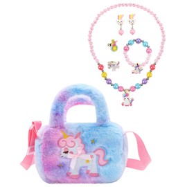 TPZORJX 6 x Unicorn Toy Gifts for Girls - 5 6 7 8 Years Birthday Gift Handbag Girls Unicorn Children's Jewellery Set Girls Children's Jewellery Princess Toy