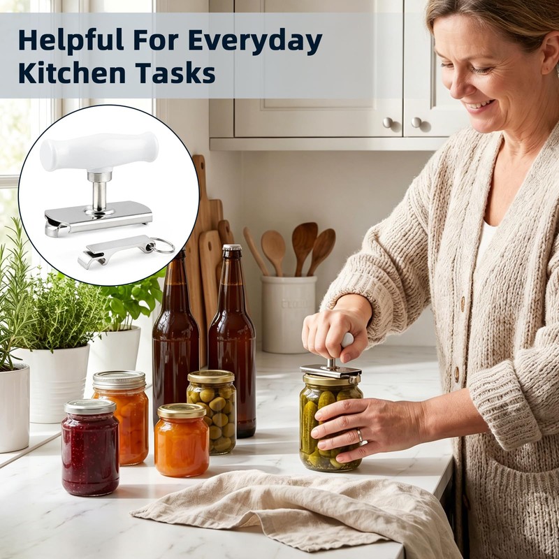 Stainless Steel Jar Opener for Seniors with Weak Hands, Adjustable