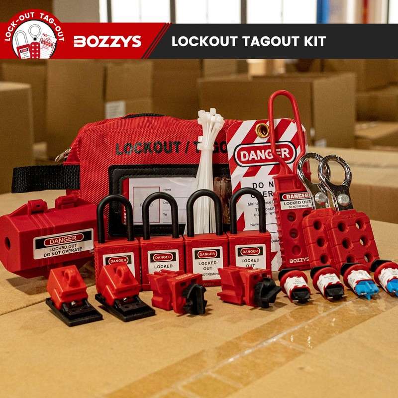 BOZZYS Portable Lockout Tagout Kit - 27 Pack OSHA Compliant
