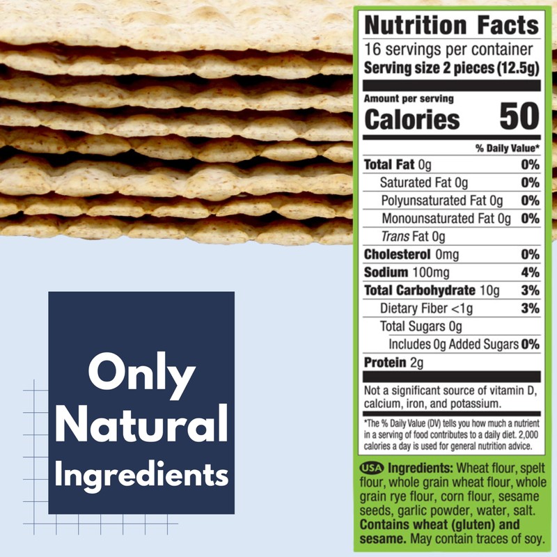 Snacktery Garlic Multigrain Flatbread Crackers - All Natural Multigrain Crackers