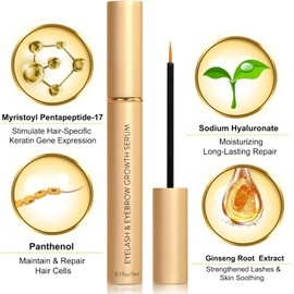 Lash Serum Eyelash Serum Growth - EyeLash Growth and Thickness, Eyebrow Enhancer, Advanced Formula for Longer, Fuller and Thicker Looking Natural Lashes(5ml)
