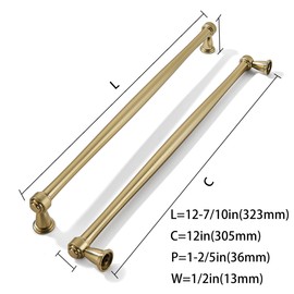 khtumeware 6 Pack 10 Inch(256mm) Brushed Brass Cabinet Pulls, Brushed Gold Kitchen Cabinet Handles Gold Kitchen Cabinet Hardware for Cupboard Drawer Handles Dresser Pulls