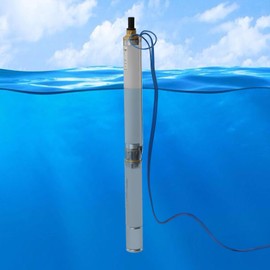 Deep Well Submersible Pump, 3" OD Pipe 0.75HP 110V/60HZ, 16GPM Flow 295ft Head, with 66ft Cable, Control Box, 3.5'' Stainless Steel submersible well Pump for Industrial and Home Use