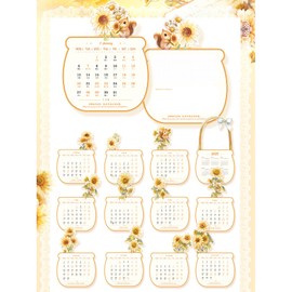 2025 Creative Desk Calendar Unique Flower Basket Shape Standing Monthly Calendar 8.5" x 6" - Sunflower