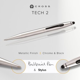 Cross Tech2 Refillable Tech2 Presented in a Premium Gift Box - Medium Point, Black Ink, Chrome & Black