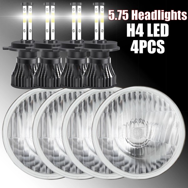 SHENKENUO 4PCS 5-3/4" 5.75" LED Headlights Hi/Lo DRL For Lincoln