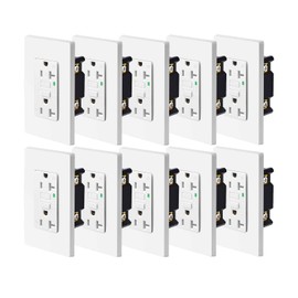 GFCI Outlet 20 Amp,NineLeaf 20 Amp GFCI Outlet 10 Pack, GFI Dual Receptacle,WR Weather Resistant, Ground Fault Circuit Interrupters with Wall Plate, ETL Listed
