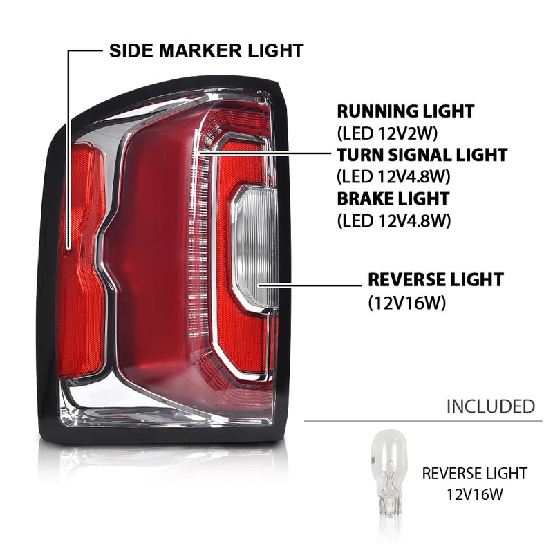 G-PLUS LED Tail Light Lamp w/Bulbs LH Driver Side Left