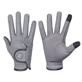 eGlove eQUEST GripPro Winter Edition - Thermal lined horse riding gloves - Touchscreen Friendly! (Grey, Medium)