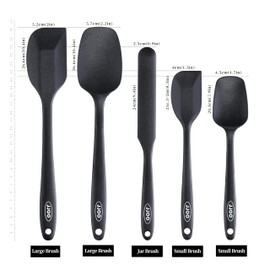 JJOO Silicone Spatula Set, 5 Pack Heat Resistant Silicone Rubber Spatula for Baking, Cooking and Mixing, Non Stick, BPA-Free, Dishwasher Safe (5Pack, Black)