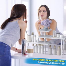 JayRex Bathroom Organizer Countertop Corner Shelf, 3 Tier Moveable Organizer for Make Up, Dresser Table, Desktop (White)