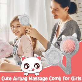 Detangling Brush Children's Girls, Children's Hair Brush and Comb Set Brush Children Without Pulling Airbag Comb Cute Children's Hair Brush Small Hair Brush for Wet Dry Girls Hair (Pack of 3)