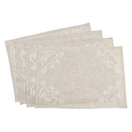 SARO LIFESTYLE Swirl Embroidered Placemat/001.N1420B, 14" x 20", Natural