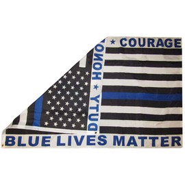 American Wholesale Superstore 3x5 Duty Honor Courage Blue Lives Matter 3'x5' Premium Quality Rough Tex 100D Oxford Polyester Flag