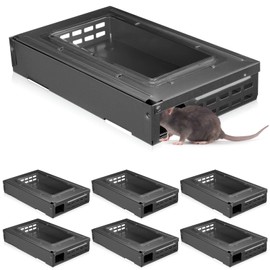 Qualirey 4 Pack Multi Catch Mice Trap Clear Top Humanized Mouse Trap Rodent for Indoor Outdoor Rat Control Pet and Security (6.3 Inch,Black)