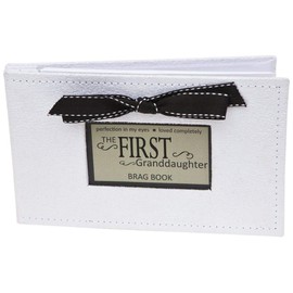 Grandparent Gifts 1st Granddaughter Brag Book white faux-suede Hold 32 4x6 image