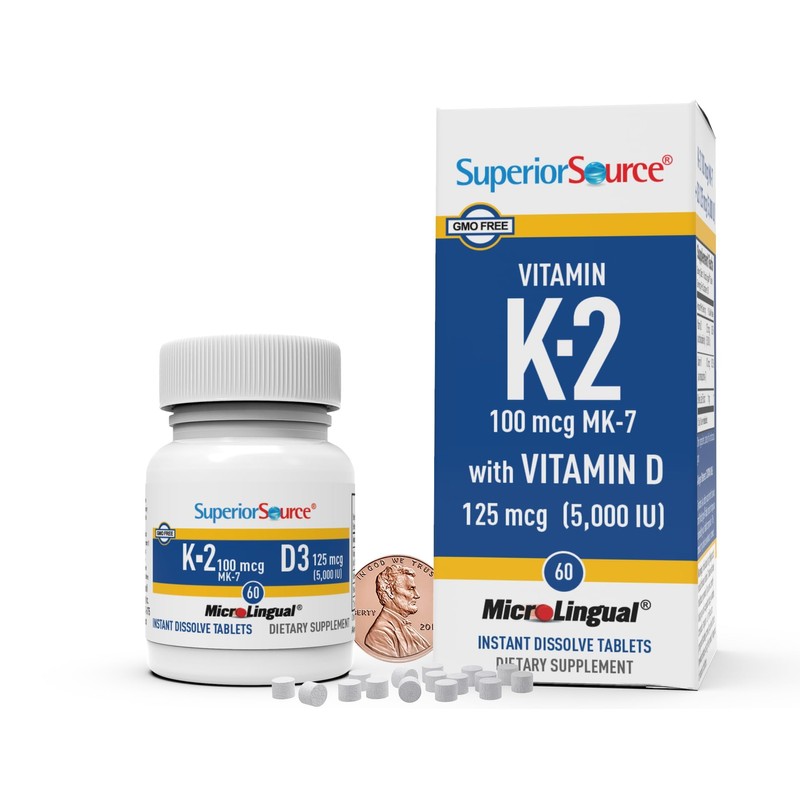 Superior Source K2 (MK-7) 100 mcg, with D3 (5,000 IU)