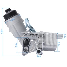 Engine Oil Cooler Filter Housing Assembly Adapter with Gasket, Filter Insert, Cap | Fit for 1.4L Turbo Chevy 2011-2015 Cruze,2012-2020 Sonic,2015-2021 Trax,2013-2021 Buick Encore | OE 55566784 918-428