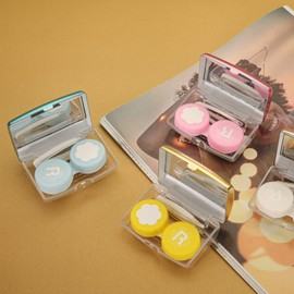 Caruncoo Candy Colors Contact Lens Case,Compact Eye Contact Case for Travelling,Portable Contact Box with Mirror,Rectangle，Cute,Colorful,Especially (Rose Red)