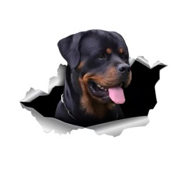 TIZIKJ Autoaufkleber Rottweiler Aufkleber 15cm(5.9 Inch) Rottweiler Personalisieren Reflektierende Aufkleber 3D Zerrissen Aufkleber Haustier Hund Lustig Autoaufkleber Rottweiler Car Sticker Lustig Dekor
