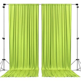 AK TRADING CO. 10 feet x 8 feet Polyester Backdrop Drapes Curtains Panels with Rod Pockets - Wedding Ceremony Party Home Window Decorations - Light Green, 2 Pack