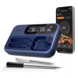 Wireless Meat Thermometer for Grilling and Smoking, Fitflavor 5G WiFi Meat Thermometer Bluetooth for Grill BBQ, Food Cook Oven Grilling - Dual Probes, Rechargeable